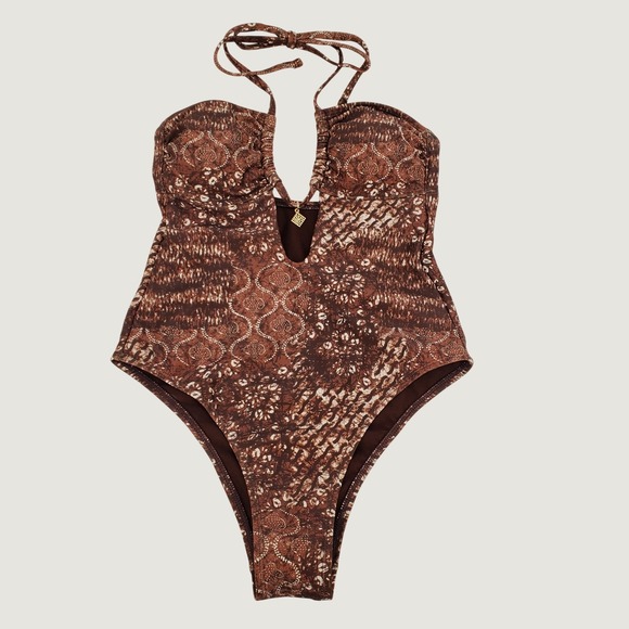No Boundaries Other - No Boundaries Animal Print Cheeky High Leg One Piece XXSmall Brown Lined Padded